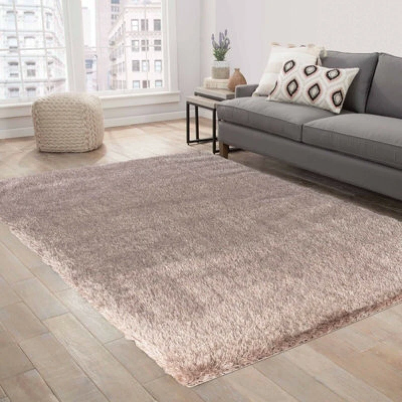 Image of Modern Soft Plain Shimmer Shaggy Area Rugs Bronze 80X150 Cm