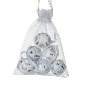 Image of White Metal Bells With Hearts In Bag (Set of 6)