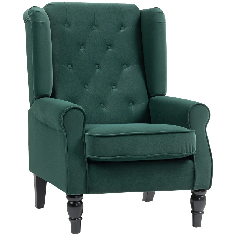 Image of HOMCOM Accent Armchair Home Furniture Retro Tufted Club Fabric Green 833-695V72GN