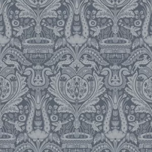 Image of Laura Ashley Heraldic Damask Dusky Seaspray Wallpaper