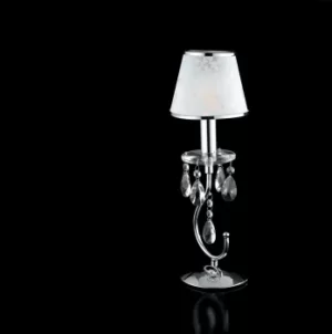 Image of BOEME Table Lamp with Round Tapered Shade Chrome, Crystals And 16x44cm