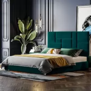 Image of Conmo Upholstered Beds - Plush Velvet, Single Size Frame, Green - Green