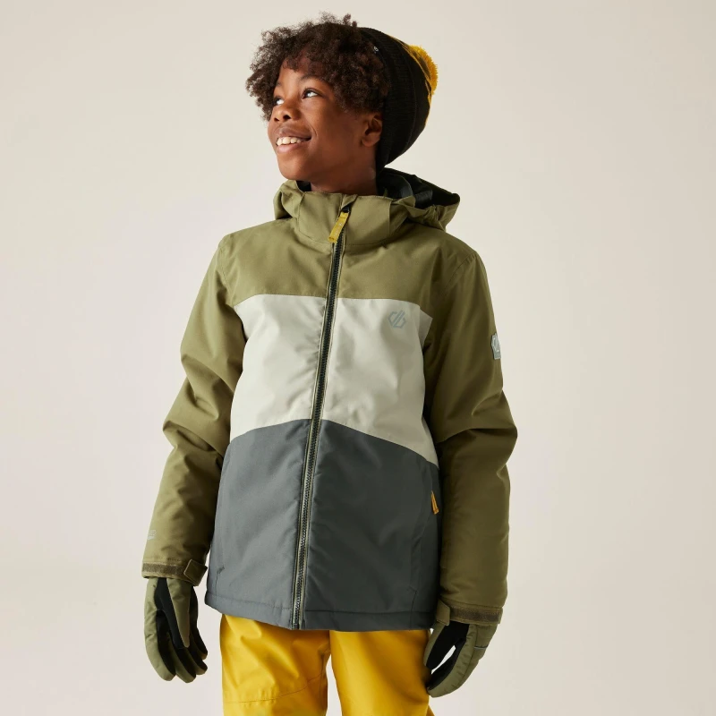 Image of Dare 2b Unisex Kids Send It! Ski Insulated Waterproof Jacket Olive Green unisex 3-4yrs