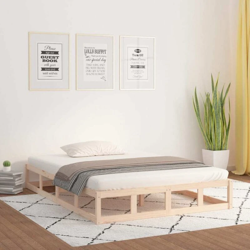 Image of VIDAXL Bed Frame without Mattress 135x190cm Double Double Solid Wood Vidaxl 8720287137245