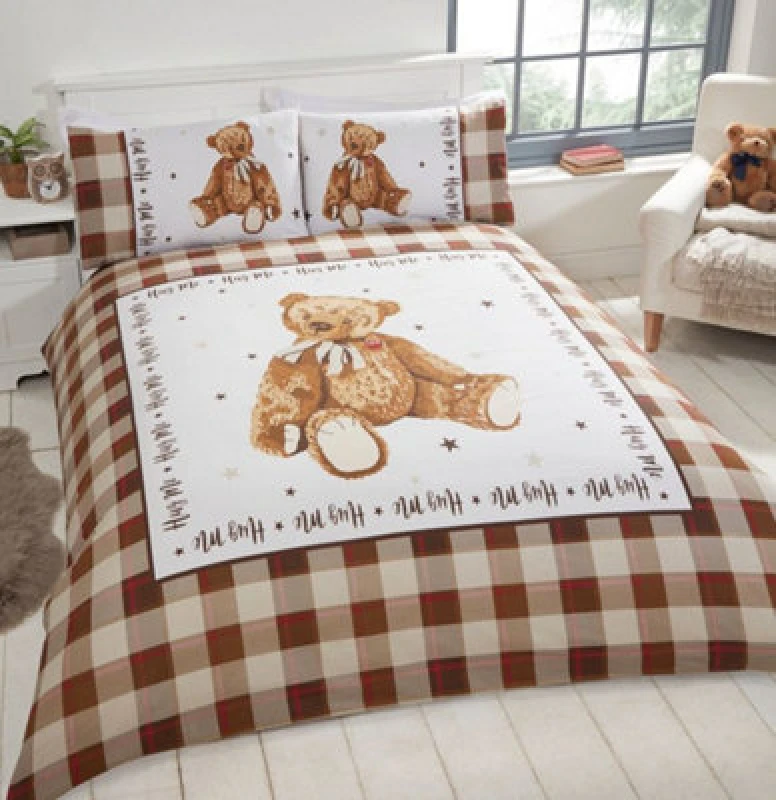 Image of Rapport Home Hug Me Bear Duvet Cover Set with Pillowcase in Natural Size: Single Natural Unisex Single