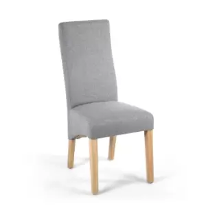 Image of Shankar Silver Grey Linen Effect Wave Back Dining Chair