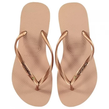 Image of Havaianas Crystal Logo Flip Flops - BALLET ROSE