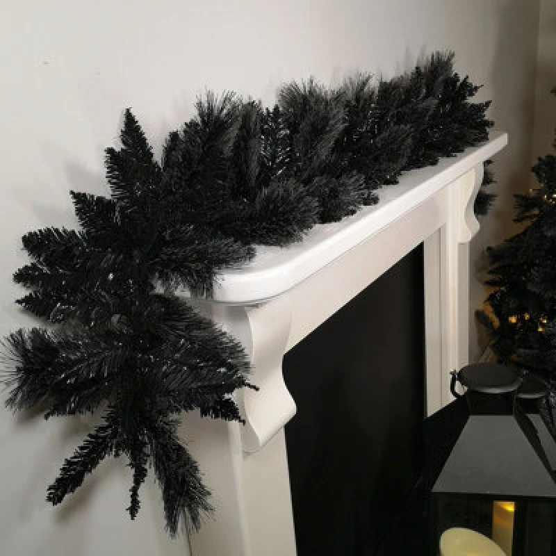 Image of Samuel Alexander 6ft (1.8M) Premier Pvc Plain Black Tipped Artificial Christmas Halloween Garland