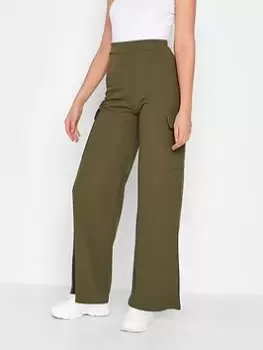 Image of Long Tall Sally Khaki Cargo Wide Leg Trouser 34 Inch, Green, Size 18, Women