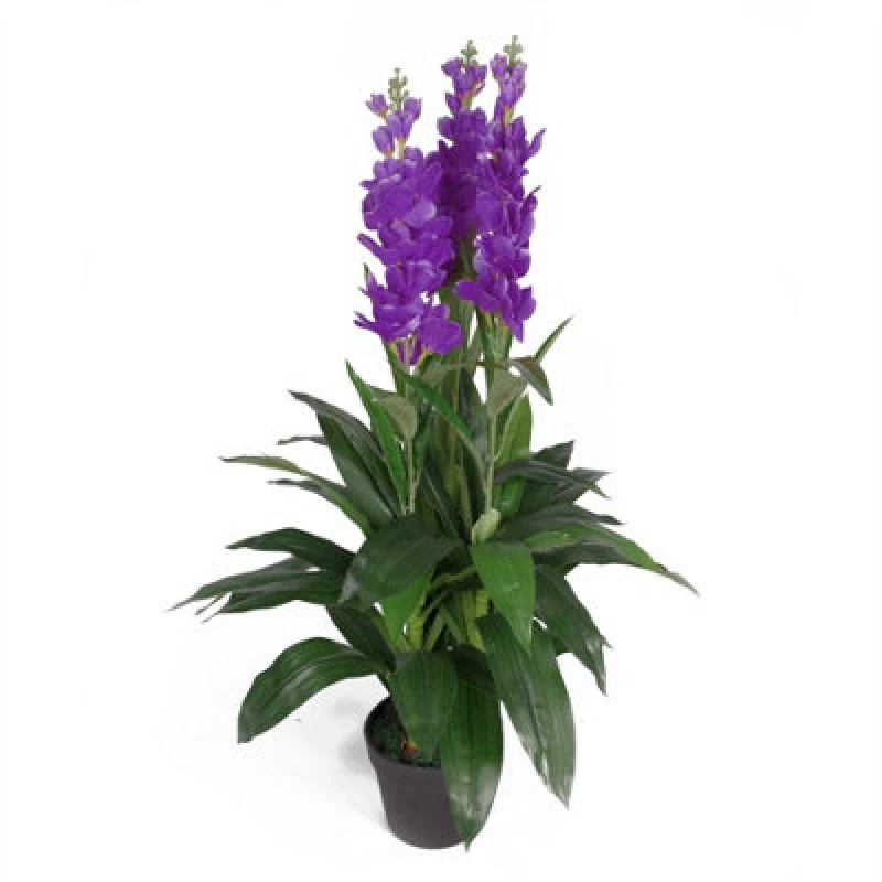 Image of Leaf Design 100cm Artificial Cymbidium Orchid Plant - XL - Purple Flowers