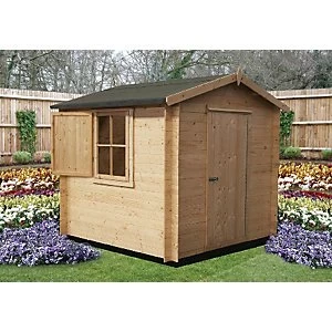 Image of Shire Camelot Log Cabin with Shuttered Window 7 x 7 ft