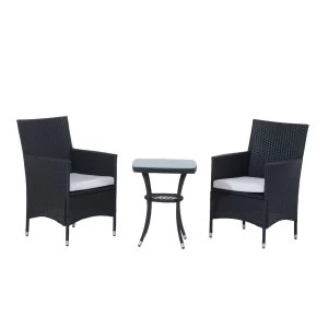 Image of Outsunny Rattan Bistro Set, 3 Pcs-Black