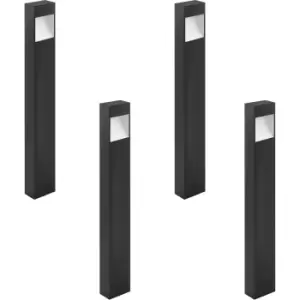 Image of 4 PACK IP44 Outdoor Pedestal Light Anthracite Tall Square Post 10W LED