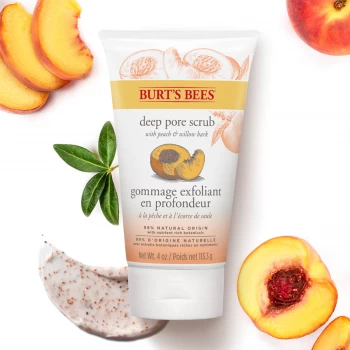 Image of Burts Bees Peach and Willowbark Deep Pore Scrub 110g