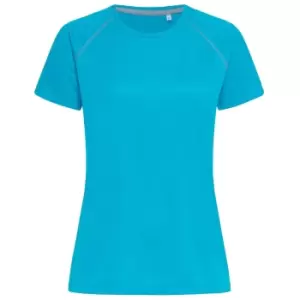 Image of Stedman Womens Active Raglan T-Shirt (L) (Hawaii Blue)
