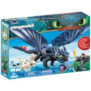 Image of Playmobil DreamWorks Dragons Hiccup and Toothless with Baby Dragon (70037)