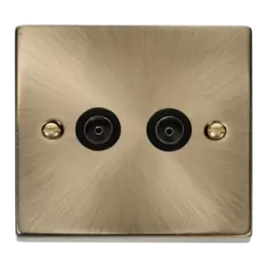 Image of Click Scolmore Deco 2 Gang Non-Isolated Co-Axial Socket - VPAB066BK