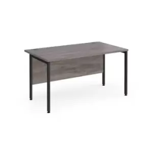 Image of Maestro 25 straight desk 1400mm x 800mm - Black H-frame leg and grey oak top