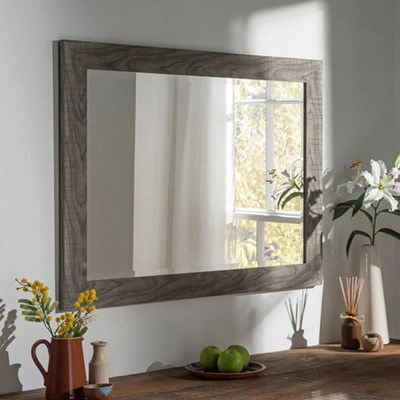 Image of Yearn Rustic Grey Framed Wall Mirror 99X71Cm