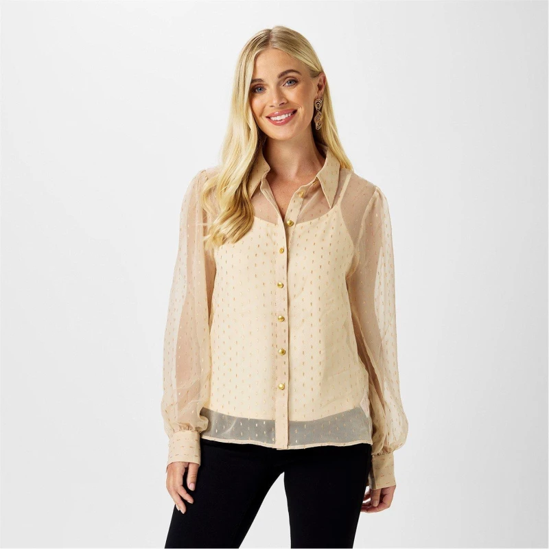 Image of Biba Biba Metallic Shirt - Cream Cream 8
