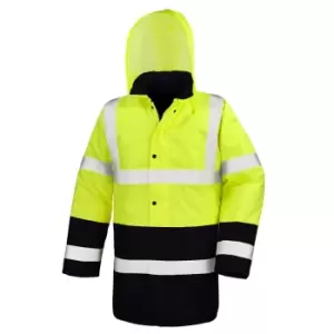 Image of Result Mens Two Tone Safety Coat (L) (Fluorescent Yellow/Black)
