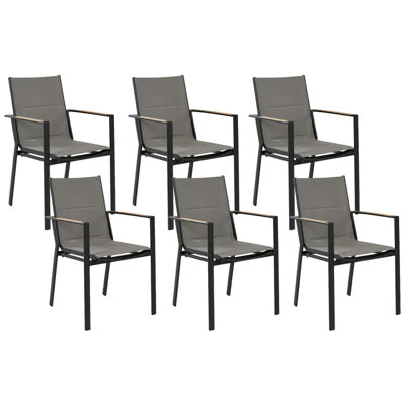 Image of Beliani Set Of 6 Garden Chairs Busseto Metal Black