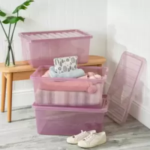Image of Wham Set 3 Crystal 45 Litre Box & Lid - Pink