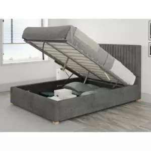 Image of Grant Ottoman Upholstered Bed, Kimiyo Linen, Granite - Ottoman Bed Size Small Double (120x190)