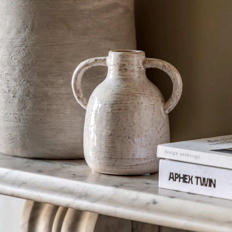 Image of Crossland Grove Clichy Ceramic Bottle Vase 145X105X150Mm, Cream 5.06E+12