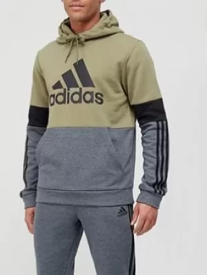 Image of adidas Colourblock Hoodie, Khaki/Black Size M Men