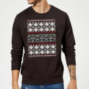 Image of Star Wars Christmas Darth Vader Imperial Starship Knit Black Christmas Sweatshirt - M - Black