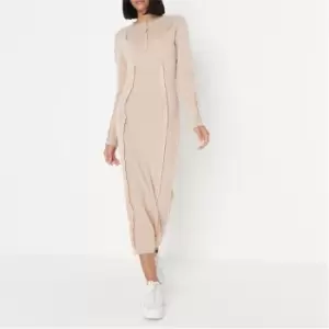 Image of Missguided Exposed Seam Midaxi Dress Ss - Neutral