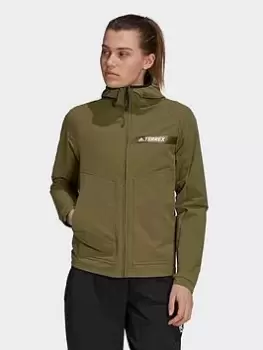 Image of adidas Terrex Multi-stretch Softshell Jacket, Green Size XS Women