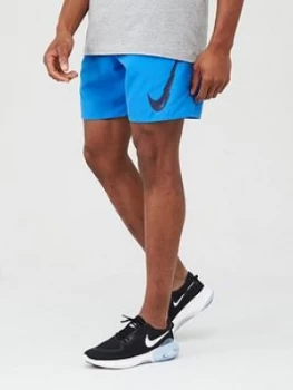 Image of Nike Breathe Run Graphic Swoosh Shorts - Blue