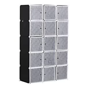 Image of HOMCOM Wardrobe 831-248 Metal, Plastic Black, White 470 mm x 1110 mm x 1830 mm