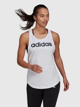 Image of adidas Essentials Linear Tank Top - White/Black, Size 2XL, Women