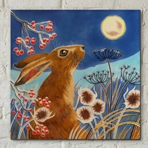 Image of Tile 8x8 Frost Moon Hare Wall Art
