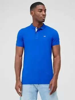 Image of Tommy Jeans Solid Stretch Polo Shirt - Cobalt Size S, Men