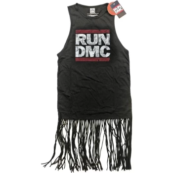 Image of Run DMC - Logo Vintage Womens XX-Large Tassel T-Shirt - Black