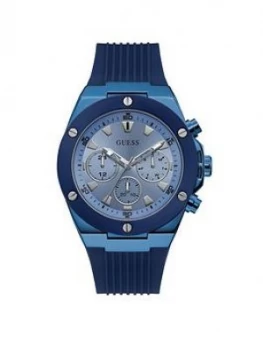 Image of Guess Guess Poseidon Sky Blue Mens Silicone Strap Watch