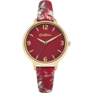 Image of Ladies Cath Kidston Garden Rose Red Fabric Strap Watch