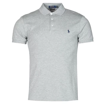 Image of Polo Ralph Lauren POLO CINTRE SLIM FIT EN COTON STRETCH MESH LOGO PONY PLAYER mens Polo shirt in Grey - Sizes EU XXL,EU S,EU L,EU XL,EU XS