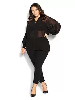 Image of City Chic Isadora Top - Black, Size 18, Women