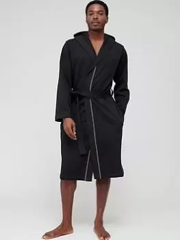 Image of BOSS Bodywear Iconic Hooded Robe - Black Size M Men