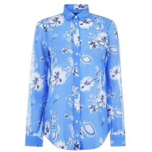 Image of Gant Paisley Cotton Silk Shirt - 468 Capri Blue