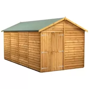 Image of Power Sheds 16 x 8ft Double Door Apex Overlap Dip Treated Windowless Shed