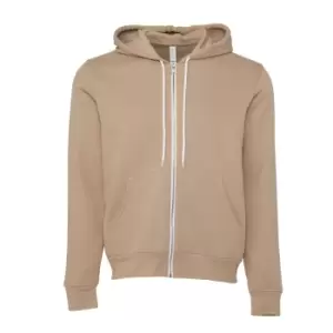 Image of Canvas Unixex Zip-up Polycotton Fleece Hooded Sweatshirt / Hoodie (M) (Tan)