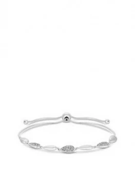 Image of Simply Silver Polished Pave Organic Station Toggle Bracelet
