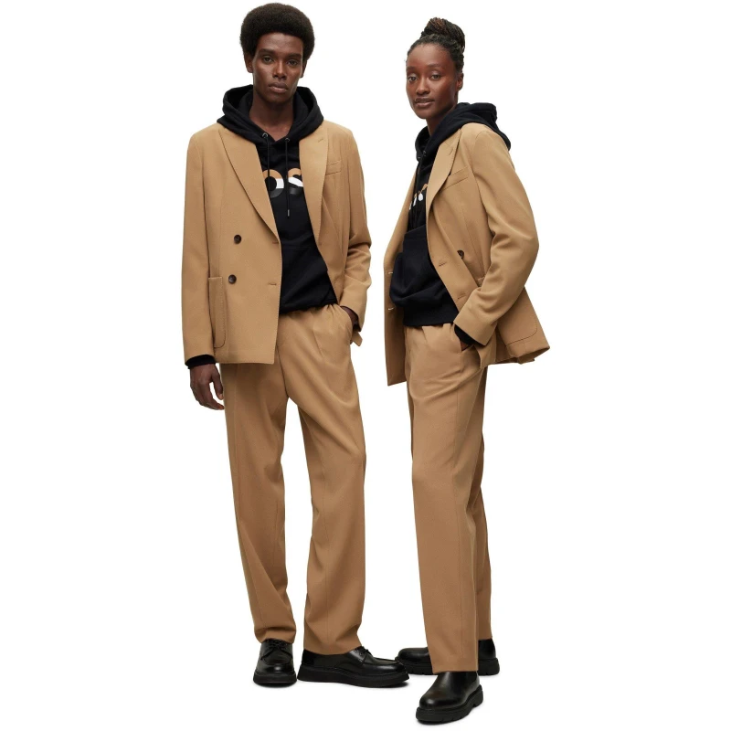 Image of Boss Womens Kris Straight Leg Trousers Med Beige female 8 (S)