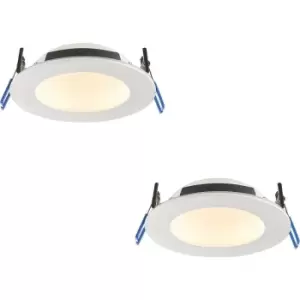 Image of 2 PACK Anti-Glare Recessed IP65 Ceiling Downlight - 12W CCT LED - Matt White